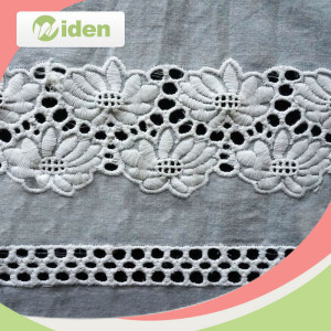 100 Cotton White Embroidery Lace Fabric with Holes
