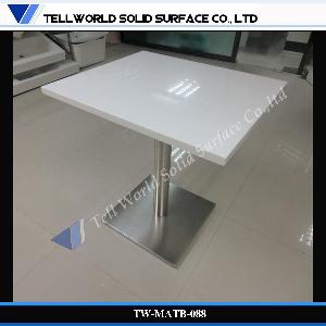 White Square Fast Food/Restaurant Artificial Marble Table