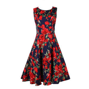 China Wholesale Clothing Manufacturer 50s Floral Dresses Plus Size