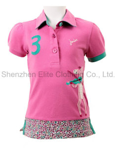 2016 New Design Customized Logo Pink Girls Polo Shirts (ELTWPJ-3)