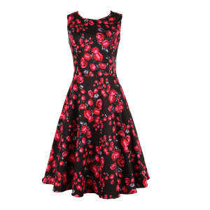 Retro Clothing Factory A Line Slim Floral Dresses Low MOQ